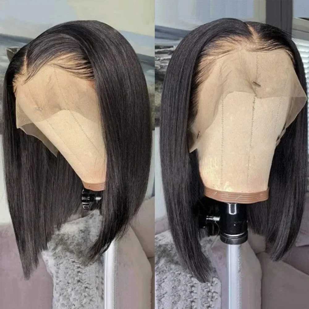 100Human Hair Black Straight Bob Wig PrePlucked 13x4 Lace Front 4x4 Closure Lace Frontal 12 14 Inch Bone Straight Short Bob Wig W251023