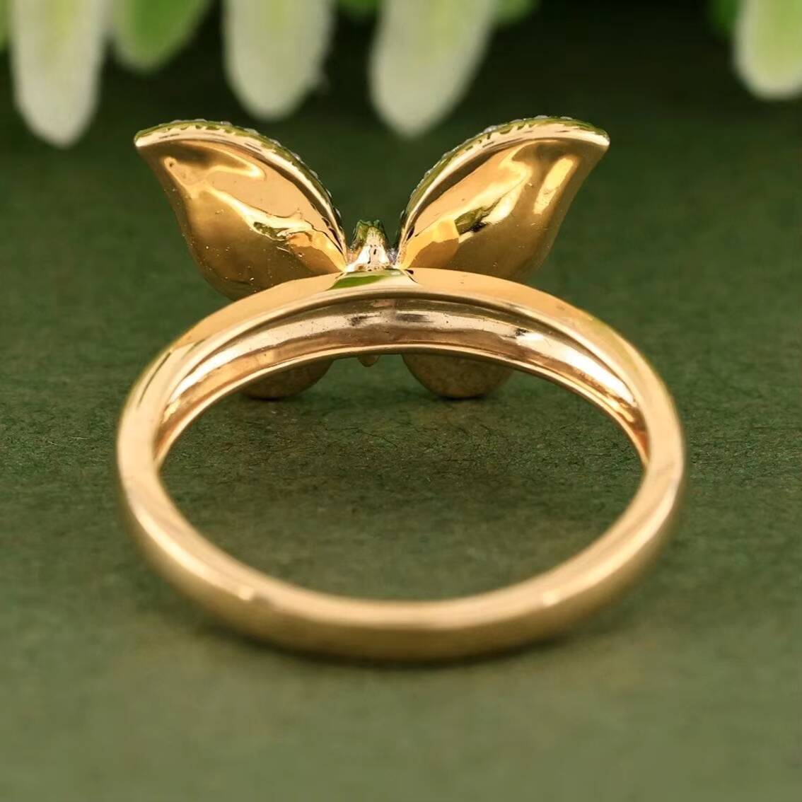 VVS Moissanite Diamond Ring Butterfly Shape Ring GRA Certified Diamond 14k Solid Gold Iced Out Hip Hop Diamond Ring for Women