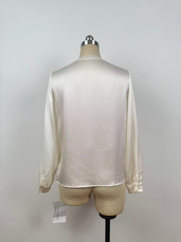 Simple, Sophisticated, Elegant, Light Luxury Pearl-Weave Silk Top JYS11182