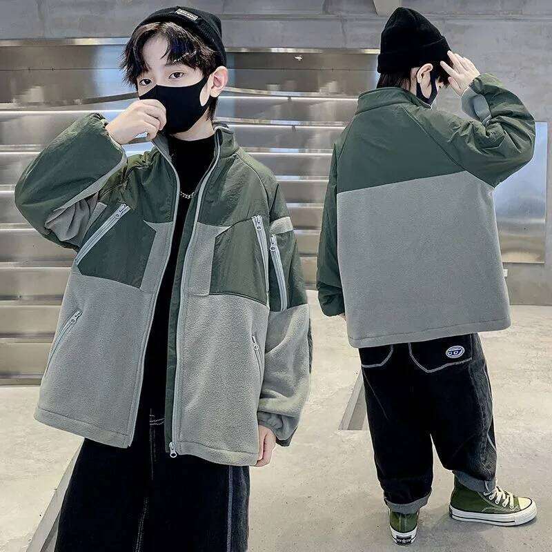 Newtrendy Boys' Fleece Jacket For Toddler Boys, Spring Autumn Kids' Stylish Windproof Jacket, Warm Boy's Outdoor Clothing