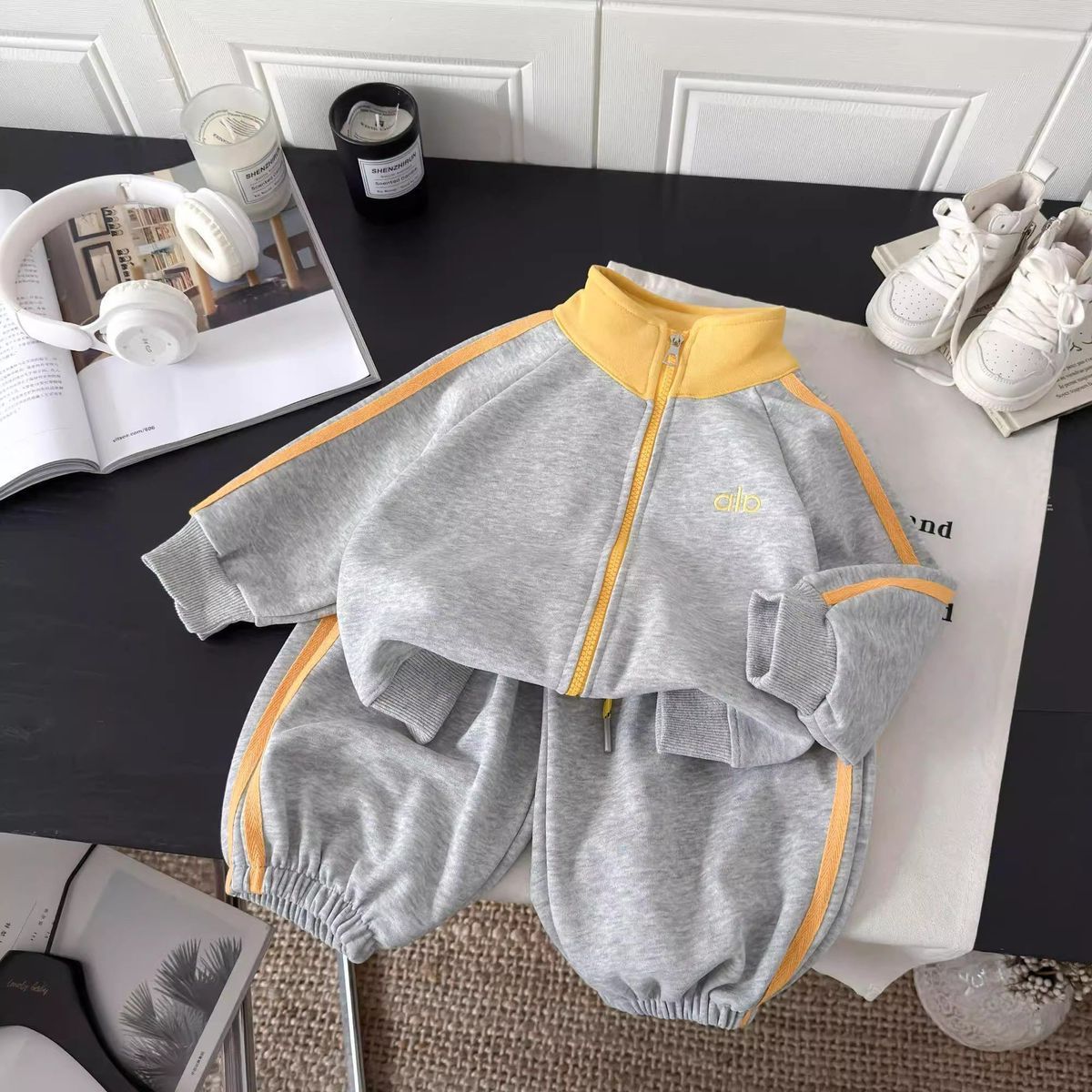 Designer kids clothing set Children's 2-Piece Outfit, Embroidered Hoodie Set for Autumn and Spring Free Shipping