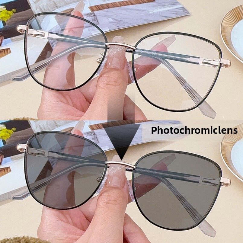 Fashion New Style Non-Prescription Color Changing Blue Light Blocking Metal Frame Optical Glasses