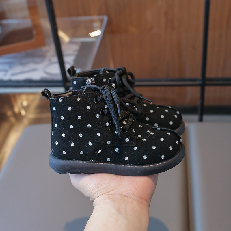Luminous shoes with wool lining, Martin boots, thick soled double-layer short boots, fashionable and trendy shoes, casual children's shoes