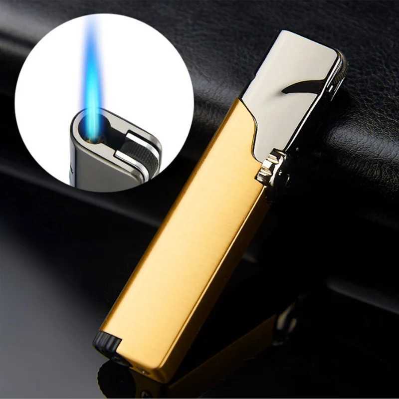 Metal Windproof Butane Gas Lighter Personality Rotary Switch Grinding Wheel Ignition Jet Flame Portable Smoke Accessories Gadget1 D251024