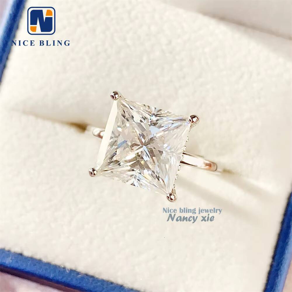 Moissanite Engagement Ring Solid Gold Jewelry Princess Cut Moissanite Ring Engagement Wedding Moissanite Ring
