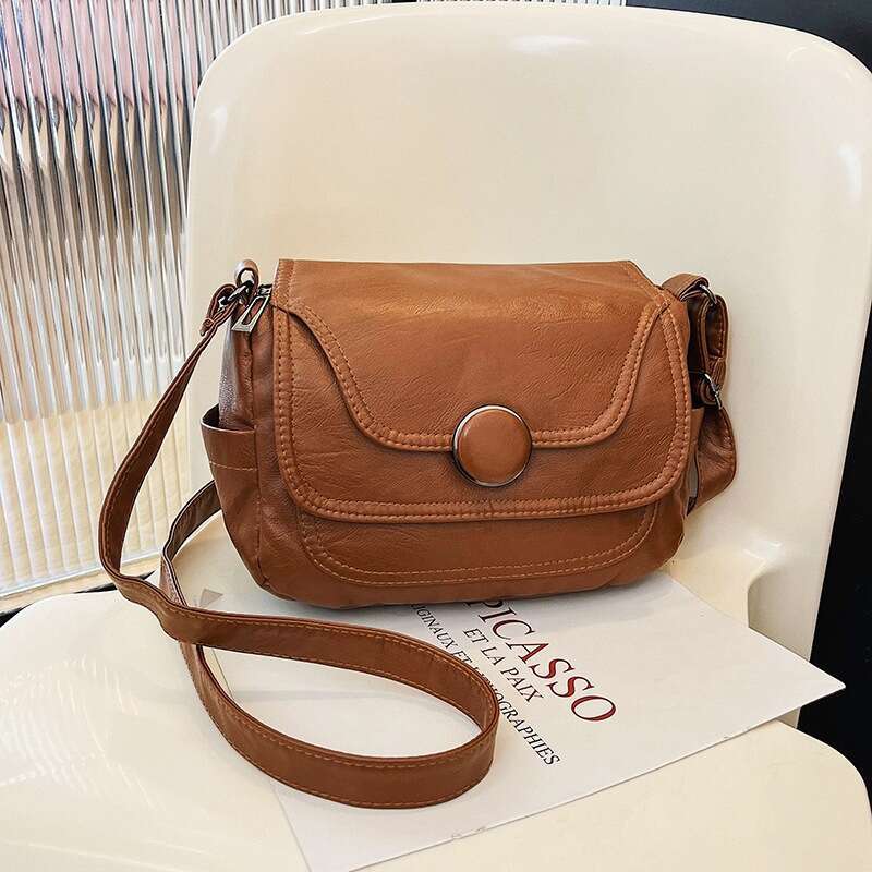 Washed Versatile 2025 Autumn Winter Soft Leather Women's Crossbody Large Capacity Small Square Shoulder Bag