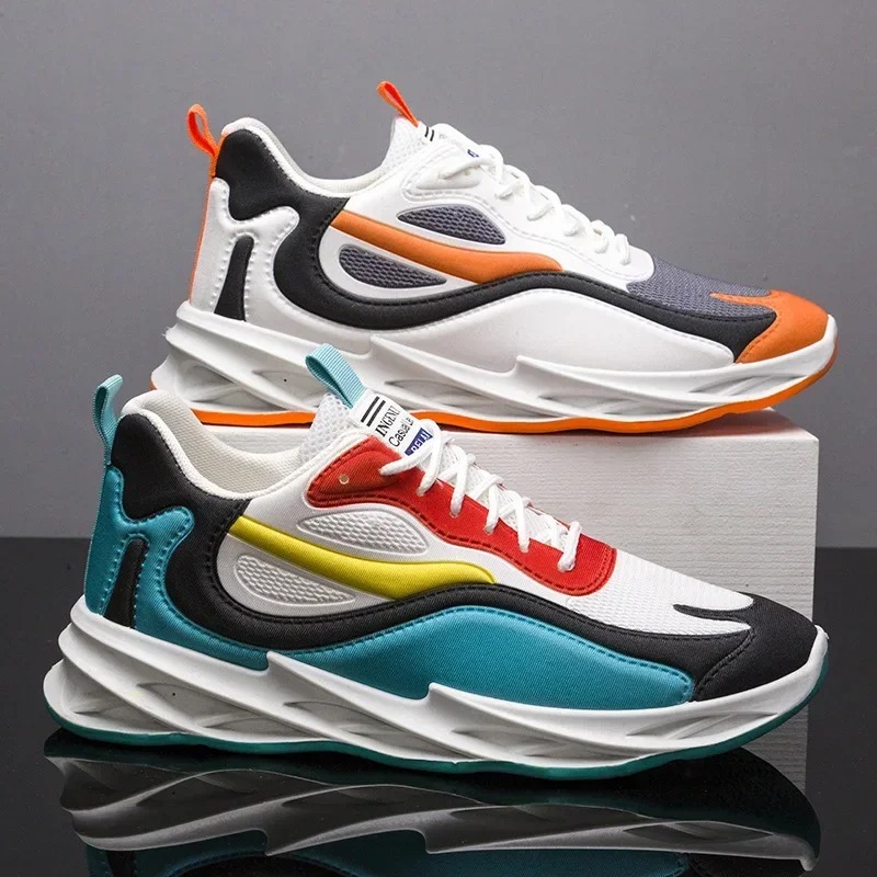 New Trendy Men's Sports Shoes Cushion Running Sneakers Outdoor Leisure Walking Jogging Trainers Soft Sole Breathable Footwear Sports Shoes with B