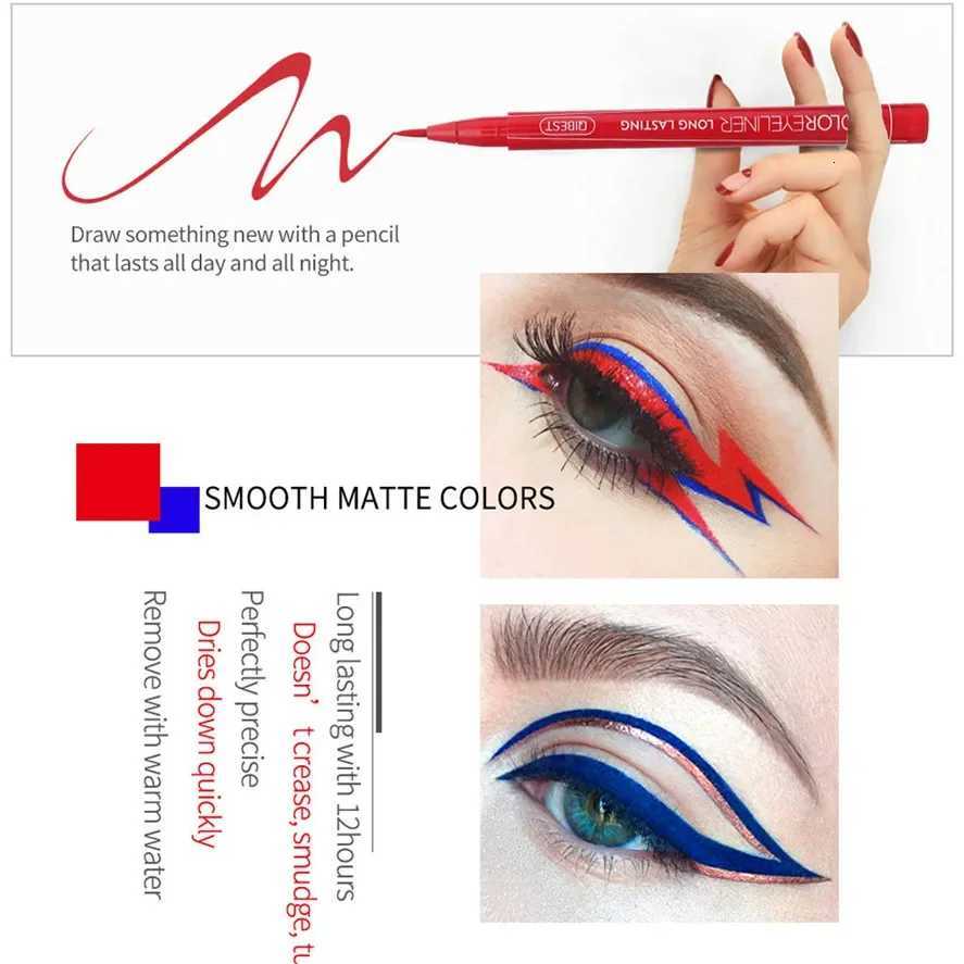 Makeup 12 Color Eyeliner Liquid Waterproof Easy To Wear Make Up Matte Eye Liner Blue Red Green White Gold Brown EylelinerL251024
