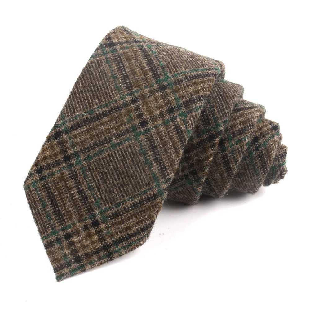 New Wool Ties Skinny Woolen Necktie For Men Suits Mens Plaid Striped Neck Tie For Busin Cravats 7cm Width Gro Neckties Y251024