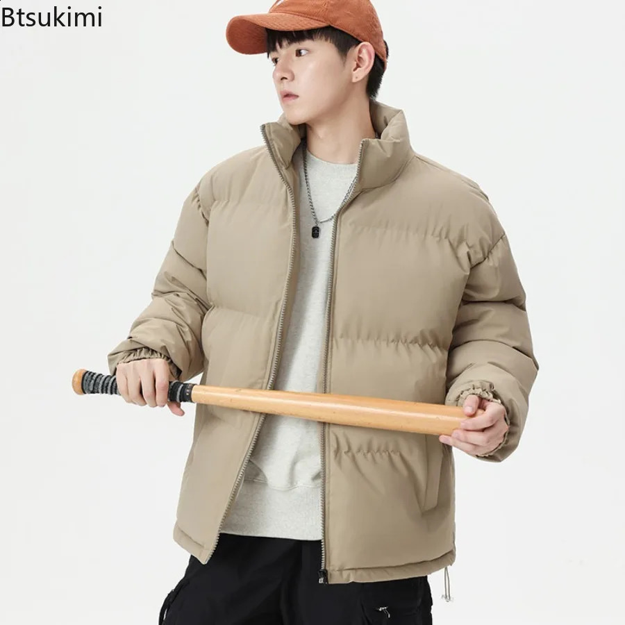 Winter Jackets Mens Casual Solid Loose Thicken Warm Parkas Coats Fashion Stand Collar Down Cotton Jackets Couple Outerwear 251020
