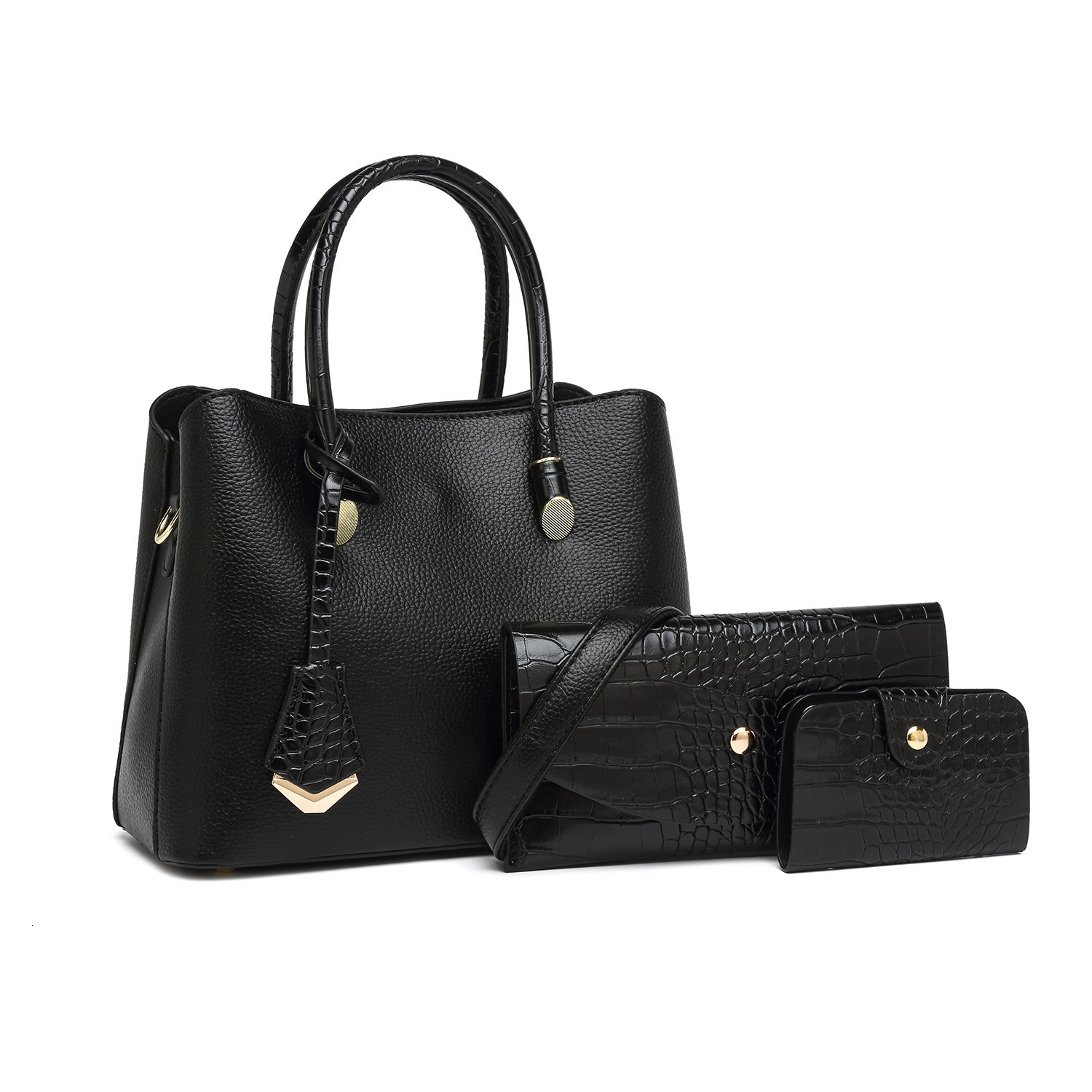Fashion crocodile pattern luxury handbag designer bag three piece set large capacity women's bag autumn and winter new women's shoulder bag