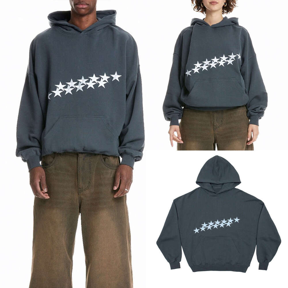 Y2K Spring New Star Letter Embroidery Street Trend Hoodie Loose Unisex Pullover Sweatshirt
