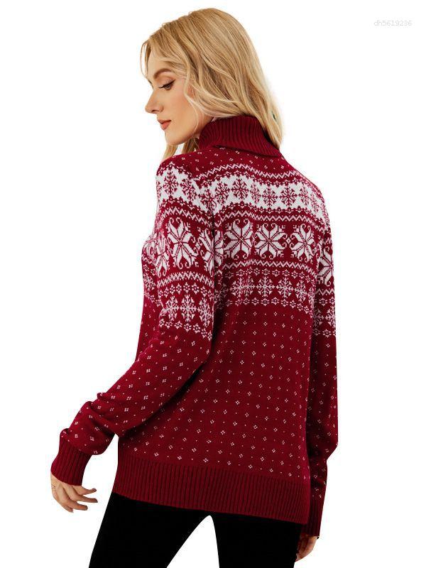 Designer Women's Sweater Christmas Print Women Christmas Sweater Winter Casual Loose Full Sleeve Knitwear Oversized Jumper Warm Softs Xmas Look C