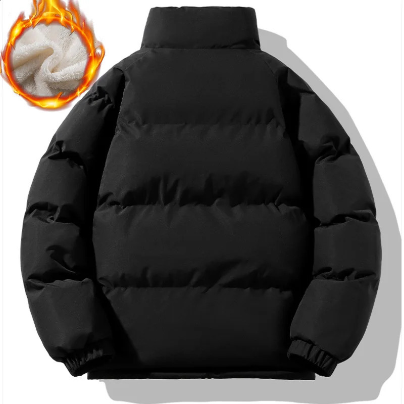 Mens Warm Thicken Sherpa Winter Parkas Loose Fashion Male Coats Stand Collar Fleece Puffer Jacket Couple Harajuku Outerwear 251020