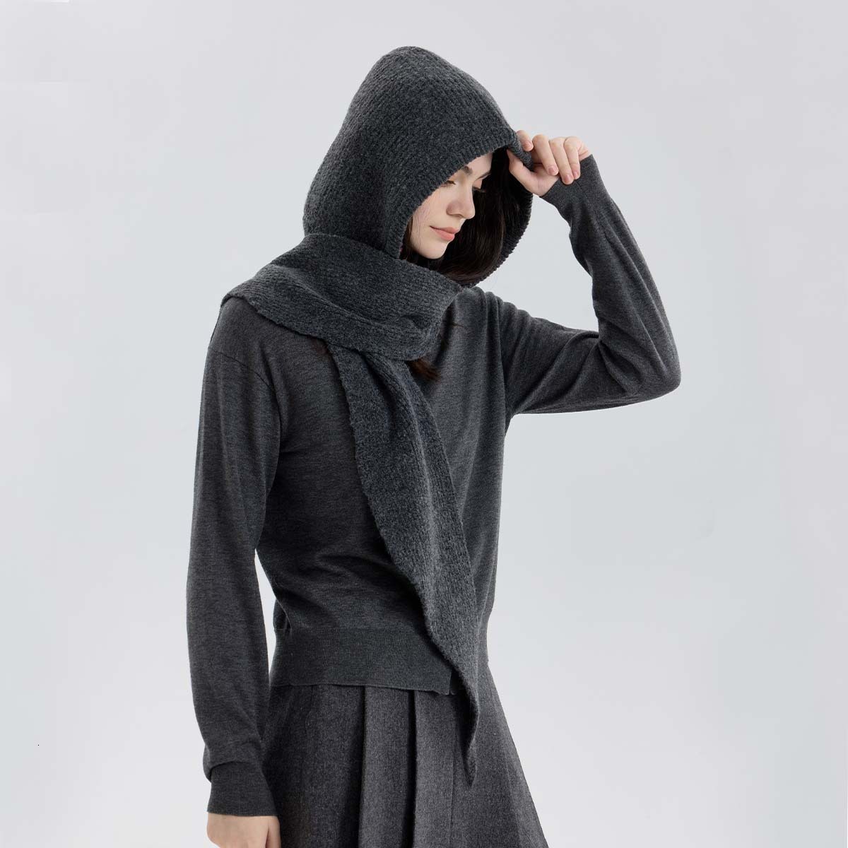 New Pullover One-piece Warm Knitted Wool Neck Warmer Autumn Winter Hooded Scarf for Women Outerwear