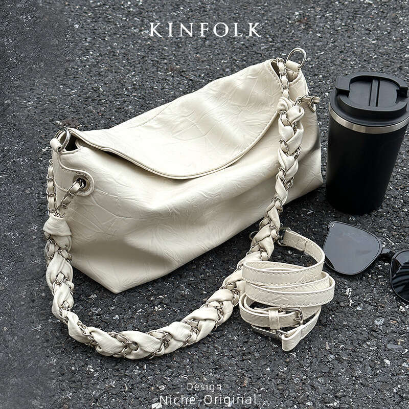 Luxury bag Underarm Trendy Tote Braided Chain Strap Commuter Handheld Pattern Single Shoulder Crossbody Bag Soft Texture