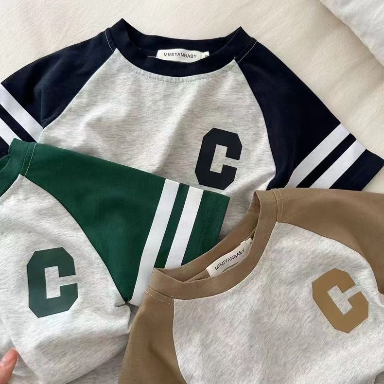 luxury kids clothing 2-Piece Set 2025 Summer Short Sleeve T-Shirt & Shorts, Splicing Korean Style Sports Outfit for Boys and Girls