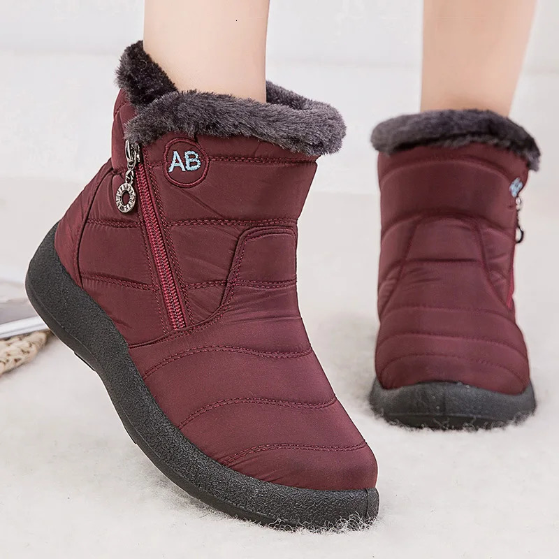 Womens Boots Keep Warm Ankle Boots Fur Winter Shoes Woman Waterproof Snow Boots Winter Botas Mujer Comfortable Black Footwear251020