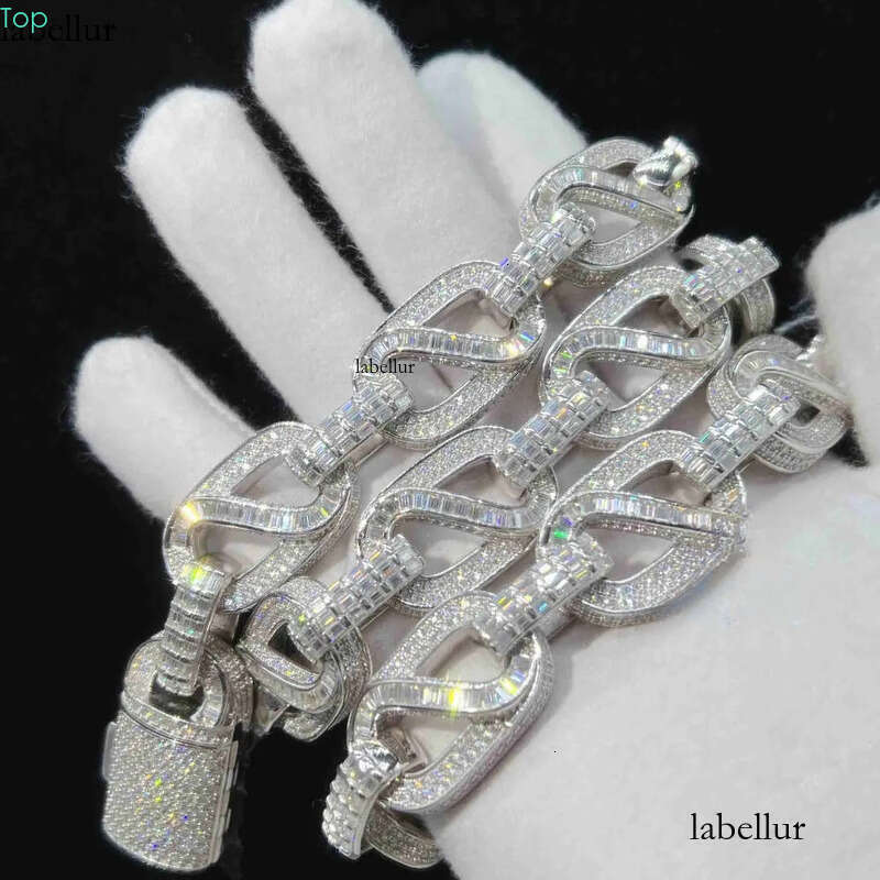 American Custom Hip Hop Fine Jewelry Necklace Bracelet Sier Iced Out Vvs Moissanite Dia Cuban Link Chain b5