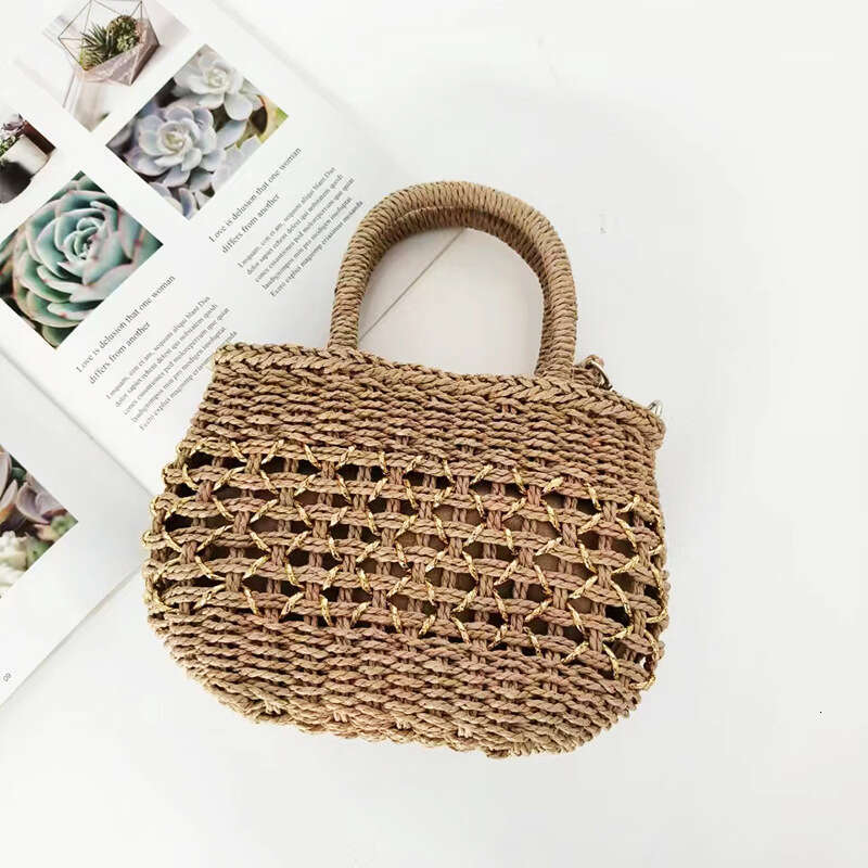 New Korean INS Straw for Women Handmade Woven Hollow Handheld Crossbody Fashion Sweet Summer Beach Bag