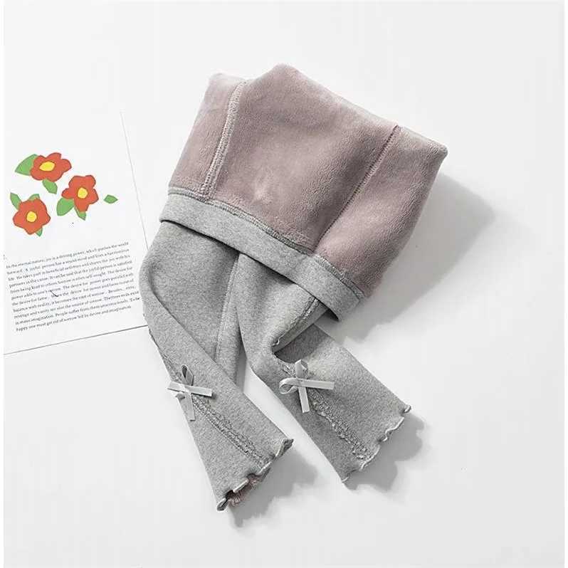 Girls Warm Leggings 2025 Winter New Fashion Casual Daily Thicken FleeceLined Solid Color Bowknot Pants Lining Color RandomT251024
