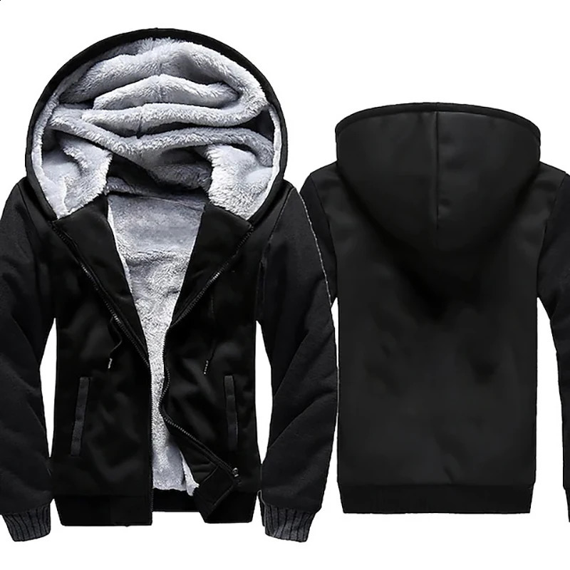 Winter Warm Sherpa Lined Coat for Men Heavyweight Plush Fleece Jackets Outwear Long Sleeve Zip Up Hoodie Sweatshirt Tops Outfits 251023