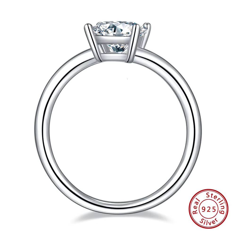 RINNTIN SMR57 Solid 925 Sterling Silver 1ct 55mm Princess Cut Moissanite Solitaire Engagement Rings for Women