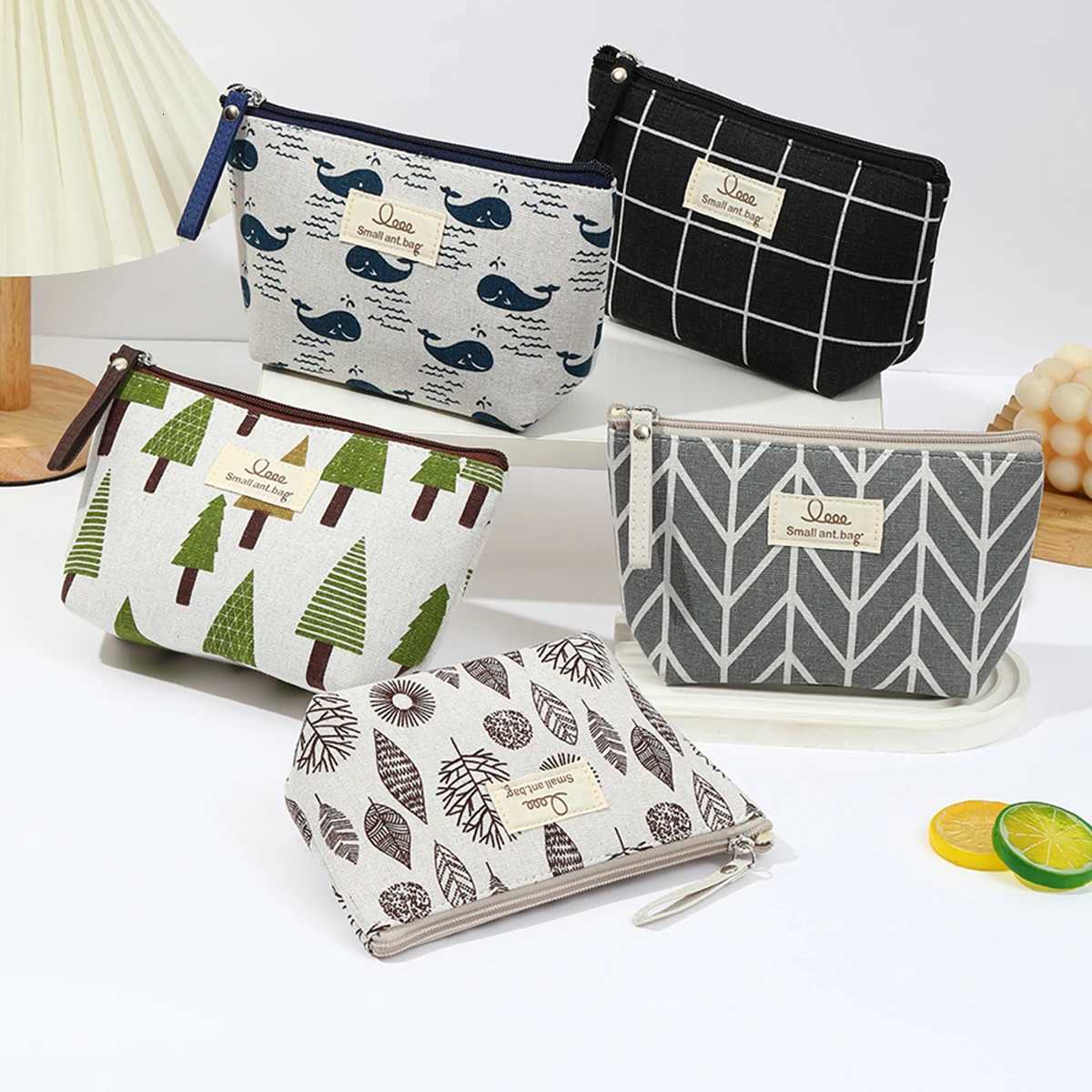 Japanese and Korean canvas makeup bag Simple and portable travel storage toiletry bag Multi functional student pencil caseT251024