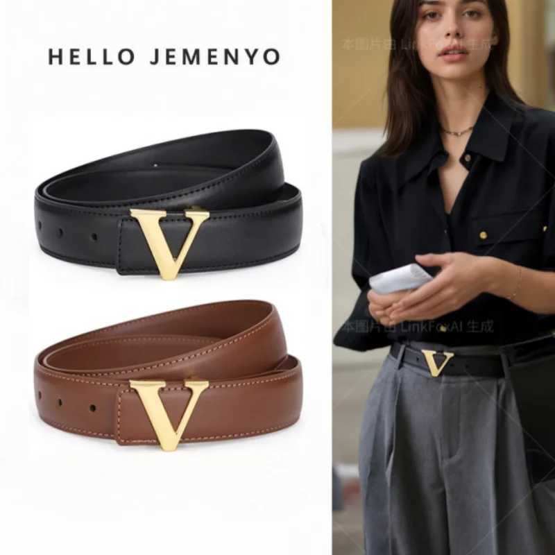 New Fashion Womens Belt Business Alloy Letter V Buckle Everyday Multifunctional Decorative Belt W251024