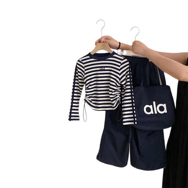 luxury kids clothing Girls Autumn Clothes Set 2025, Striped Long Sleeve Tee and Trousers, Fashion Style 2-Piece