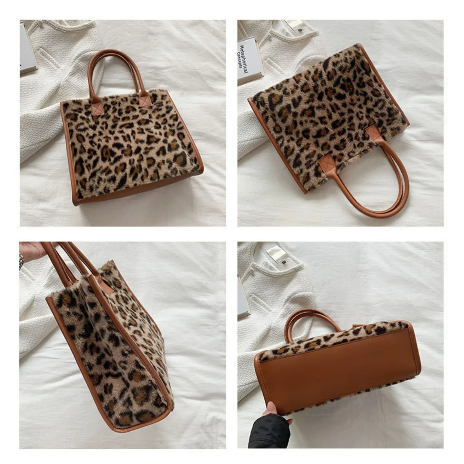 Retro Leopard Pattern PU Leather Plush n Autumn and Winter Fashion Western Style Womens Small Handbag Underarm Bag 251018