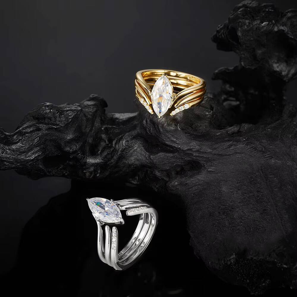 S925 Sterling Silver Moissanite MultiLayer Ring Womens HighGrade Statement Jewelry with Cold Style Fashion Personality Design