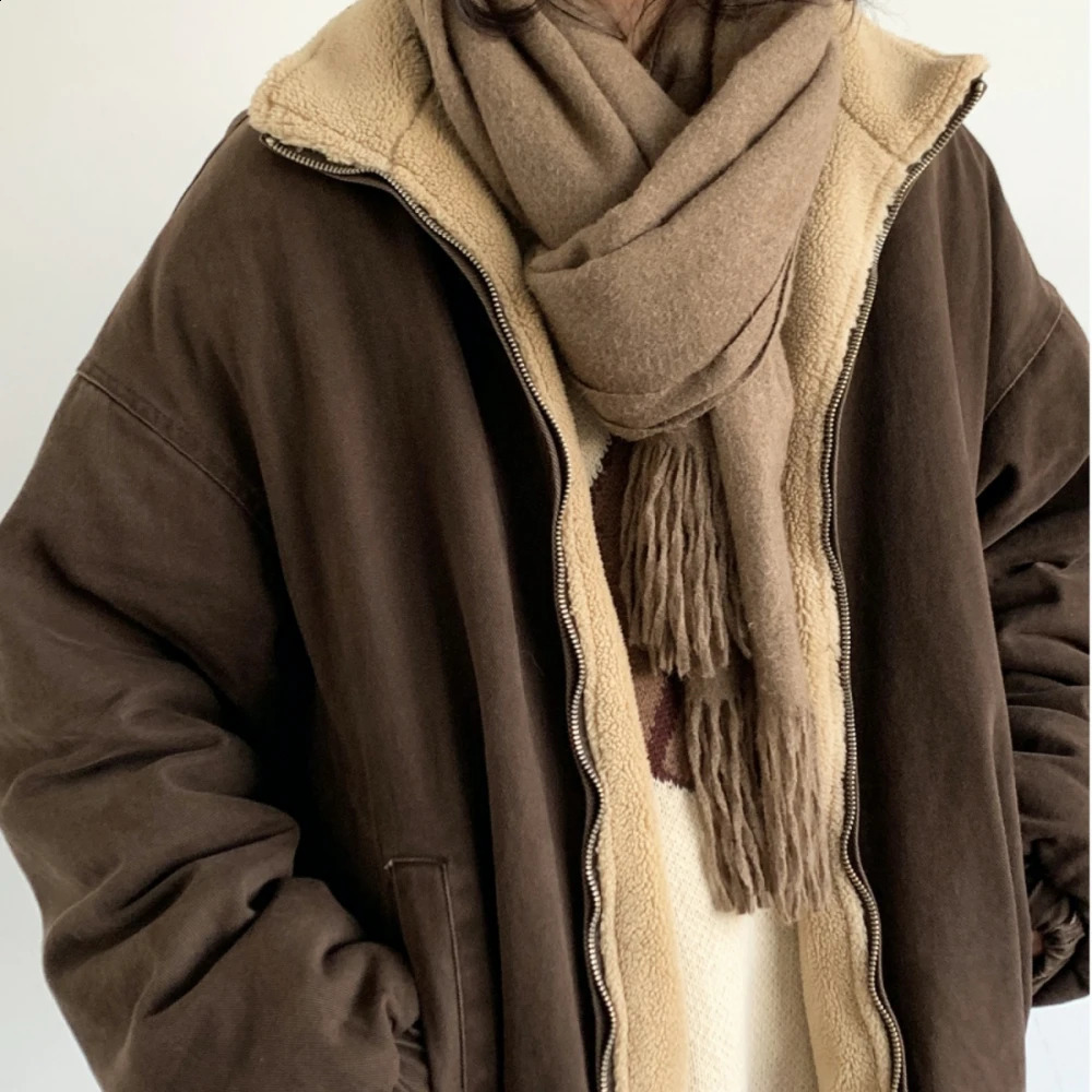 Autumn Winter American Lamb Wool Jacket Men Women Japanese Fashion Vintage Stand Collar Thick Coat Couple Trendy Jacket Unisex 251023
