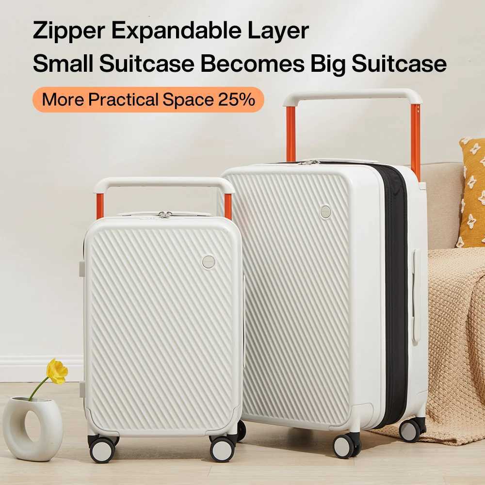 MIXI Expandable Carry On Luggage Lightweight Large Capacity Wide Handle PC Travel Suitcases Spinner Wheels TSA Lock 20 24 InchW251024