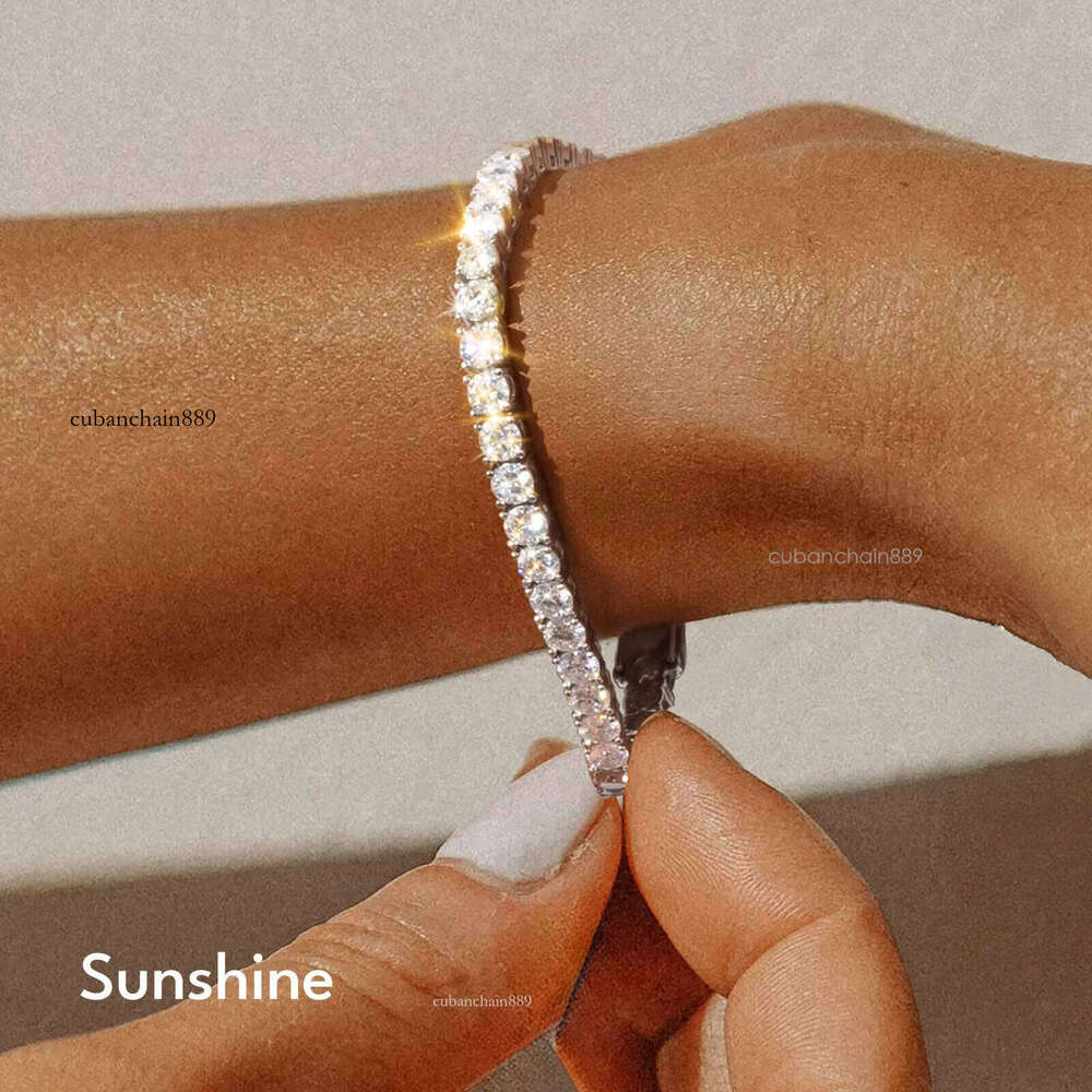 Men Women Hip Hop Iced Out Sterling Sier Fine Jewelry 3MM 4MM 5MM VVS Moissanite Lab Dia Tennis Chain Necklace