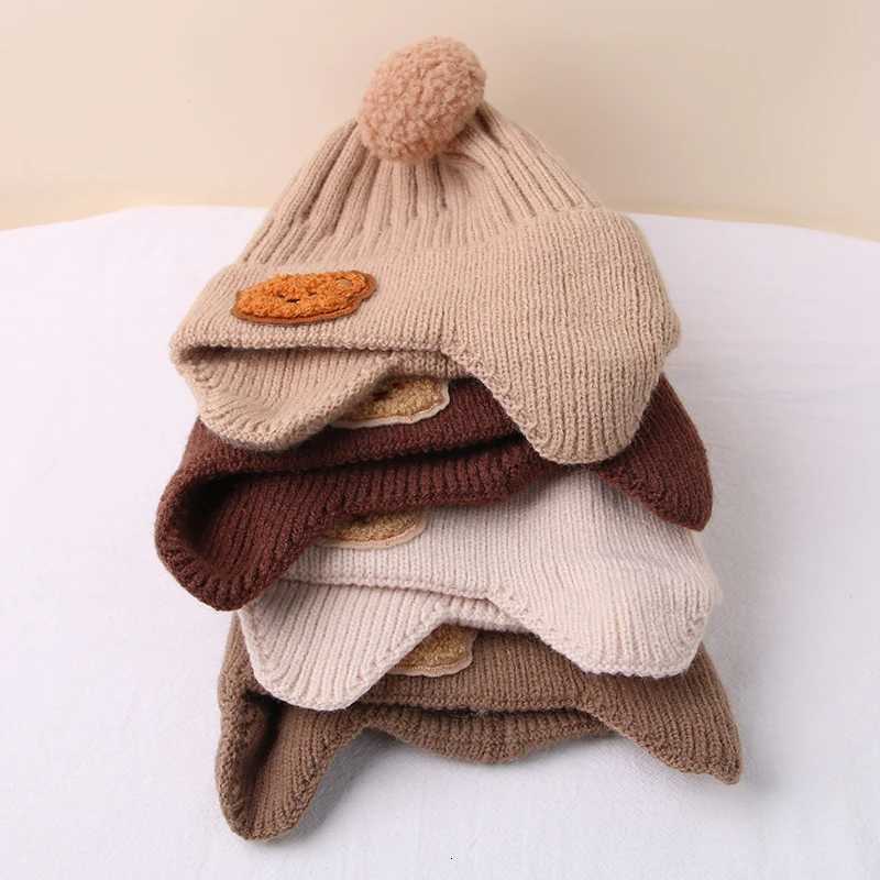 Korean Cartoon Bear Baby Hat Winter Warm Baby Boys Girls Cap Beanies Ear Protection Knitted Infant Toddler Hat BonnetL251024