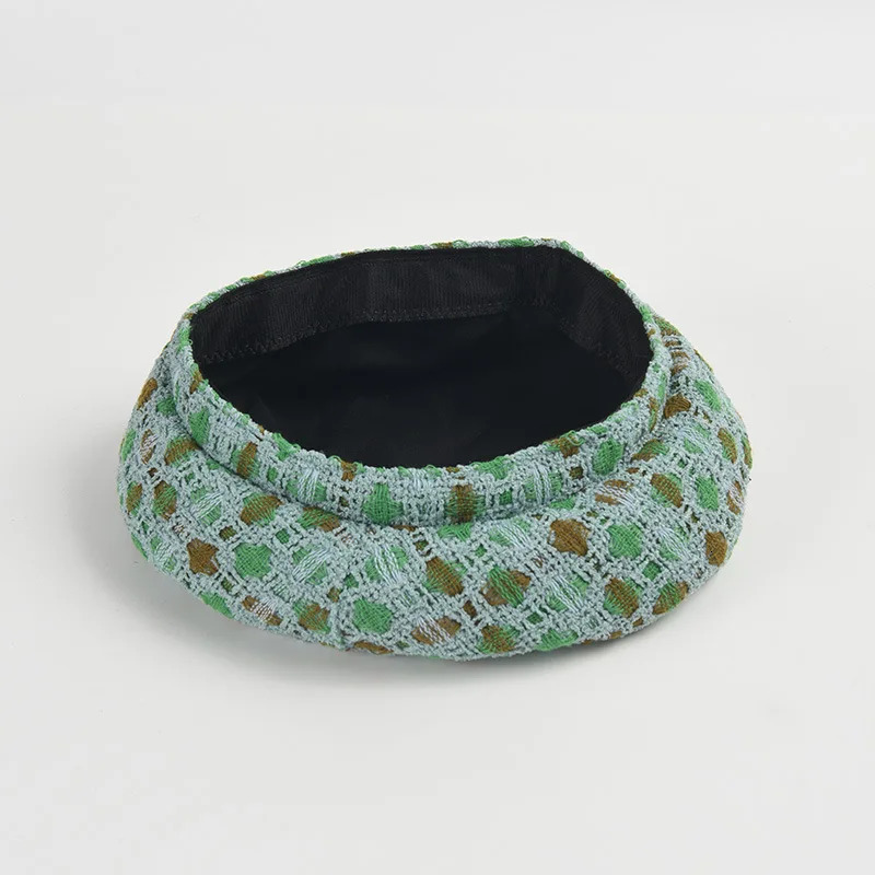 Autumn Spring Women Berets Sweet CandyColored Plaid Beret Hat for Women Tweed Beret Hat 251023