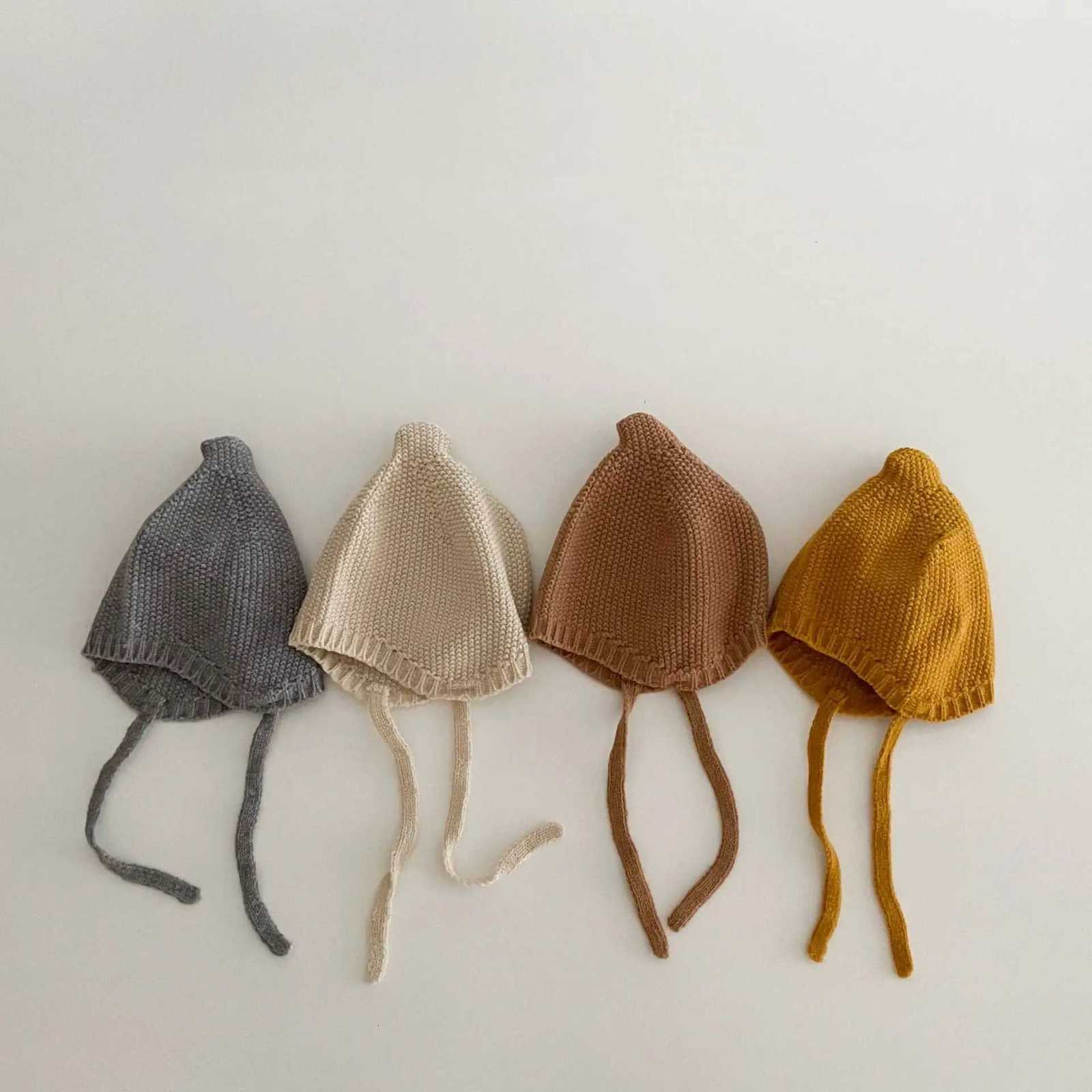 Winter Warm Baby Ear Protection Knitted Hat 26year Toddler Tie Beanies Solid Color Kids Crochet Bonnet Children Earmuffs Cap L251024