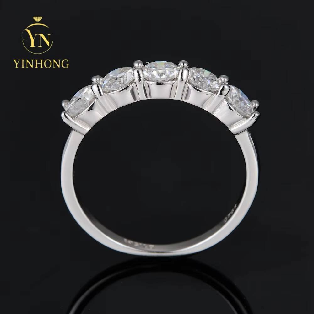 Wholesale High Quality Fashion Women Luxury Fine Jewelry 18k Gold Plated 925 Sterling Silver Moissanite Eternity Rings