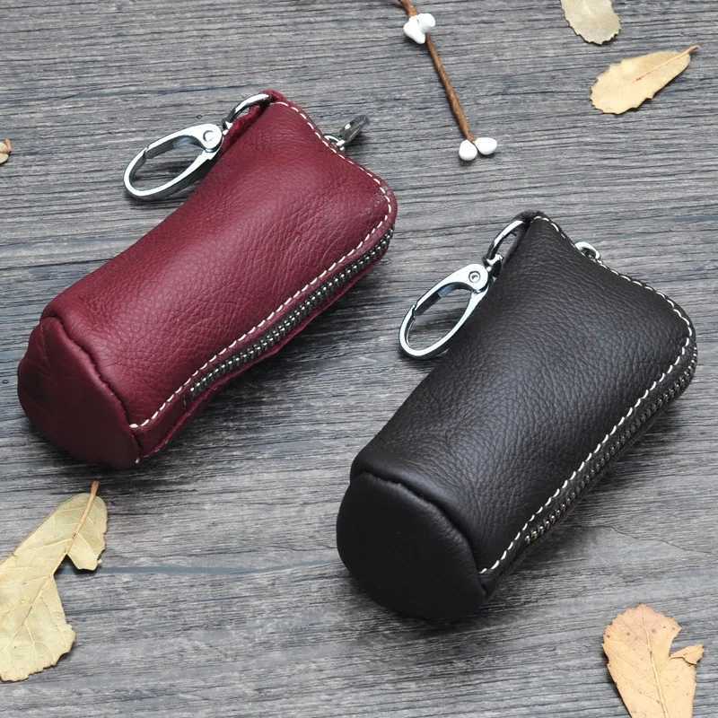 CICICUFF Men Key Bag Genuine Cow Leather Buckets Key Cases Pouch Zipper Keychain Auto Car Key Case Bag Women Home Key Holder Z251023