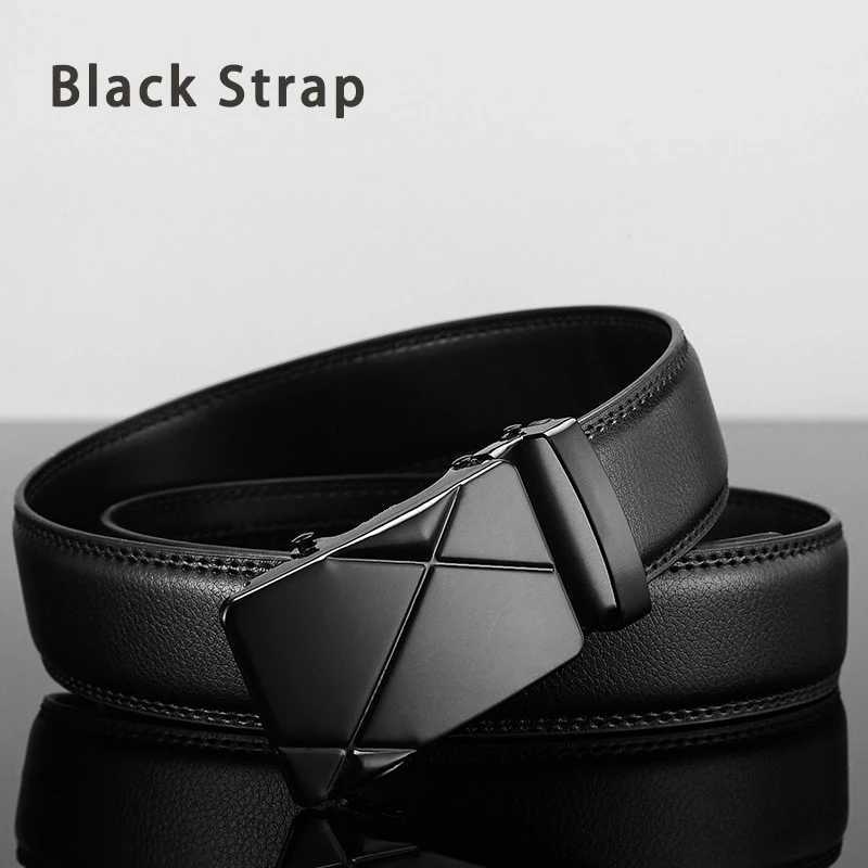 Mens Belt Metal Automatic Buckle Belt High Quality Luxury Belts for Men Fashion Business Black PU Strap W251024