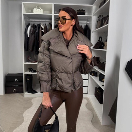2025 Short Puffer Jacket Women Winter New High-End Stylish Thickened Warm Cotton Coat for Petite Figures