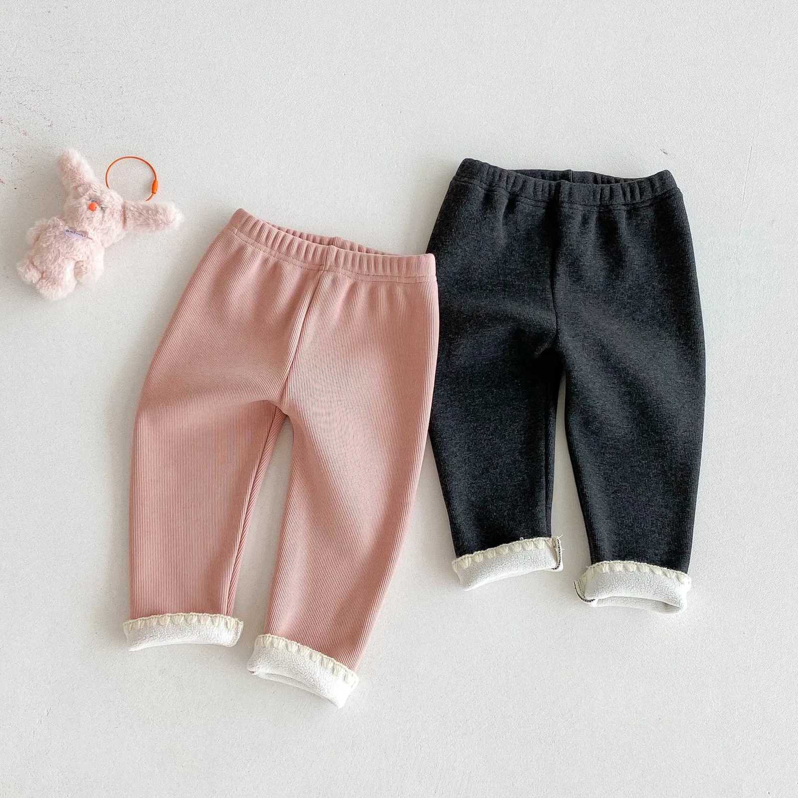 2025 Winter New Girls Lace Leggings Plus Velvet Thick Children Warm Trousers Cotton Baby Girl Fleece Leggings Kids ClothesT251024