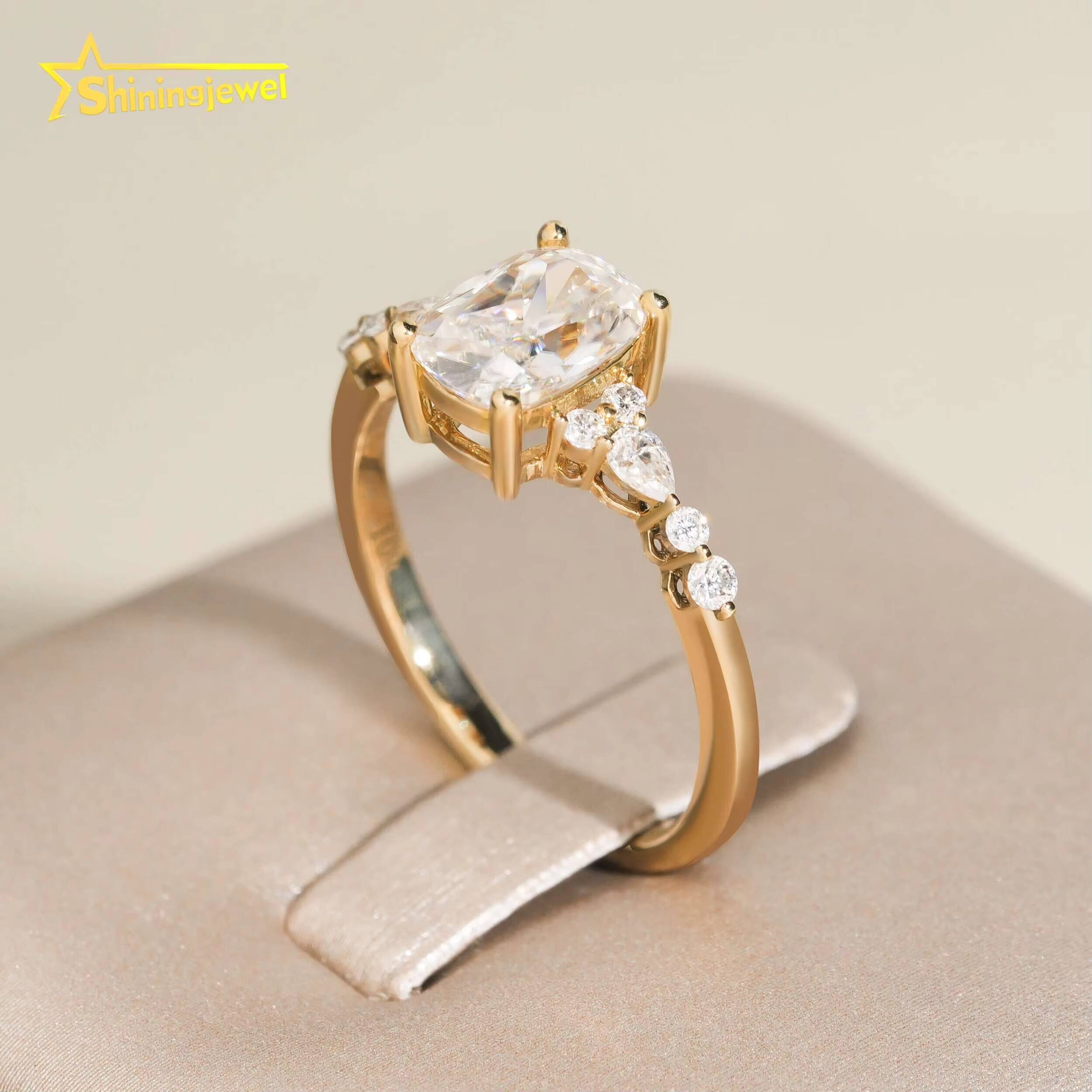 Romantic 10K Solid Gold Ring for Women Marquise Cut Moissanite Diamond Engagement Wedding Rings Fashion Moissanite Women Ring