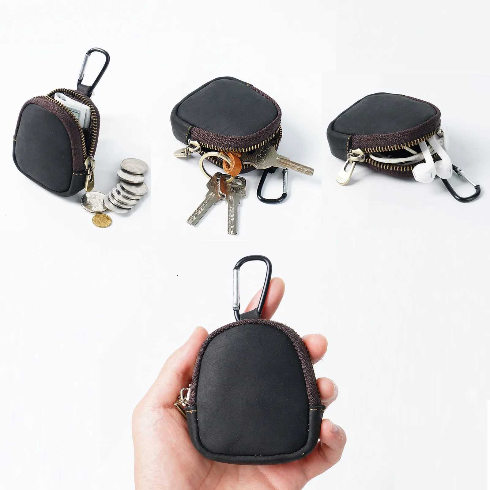 Genuine Leather Small Coin Purse Mini Change Pouch Earphone Bag Keys Holder Case with Zipper Closure for Women Men Z251023