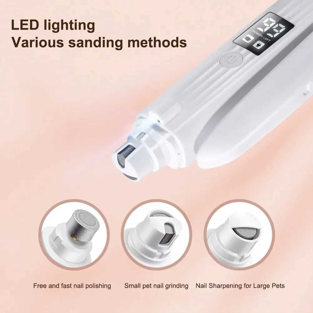 2 in 1 Electric Dog Nail Grinder and Clipper with LED Lights Pet Nail Trimmer Pet Nail Grinder for Small Medium Large DogsCats Z20251024