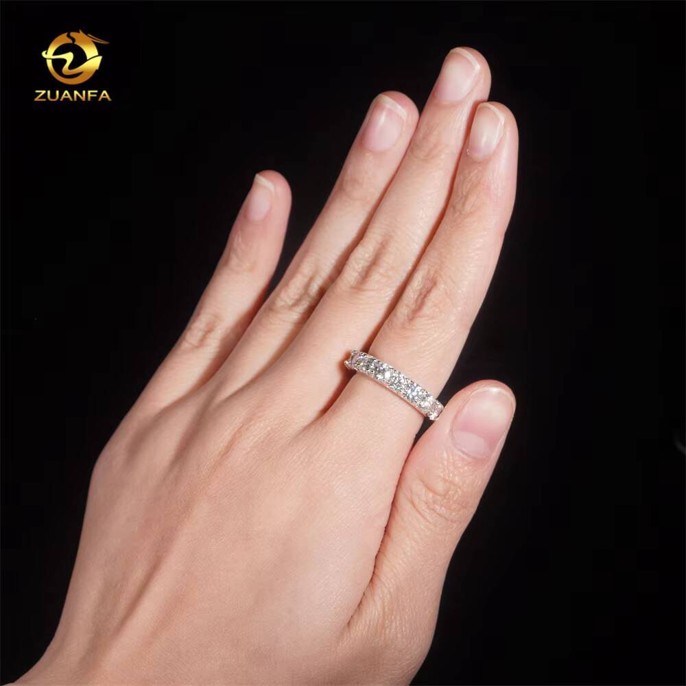 4mm Round Moissanite Wedding Band Ring 925 Silver Gold Plated Luxury Engagement Rings for Women