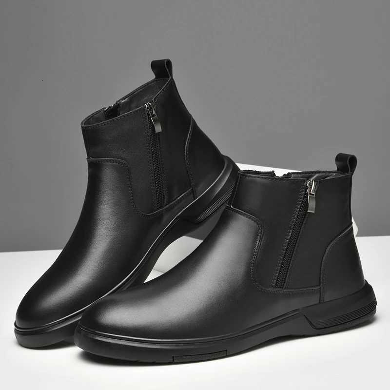 High Quality Mens Ankle Boots Classic Genuine Leather Chelsea Boots High Top Formal Business Shoes New Male Casual Walking Botas W251024