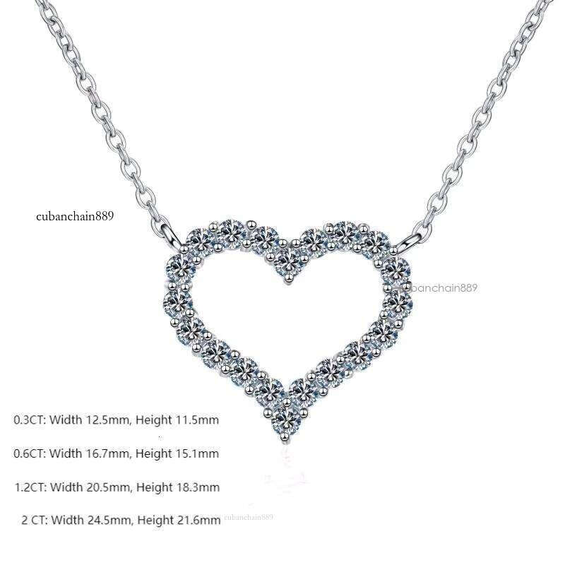 Heart-shaped Moissanite Pendant Necklace Women, Pure Sier VVS D Color Fine Jewelry Gift for Weddings and Parties