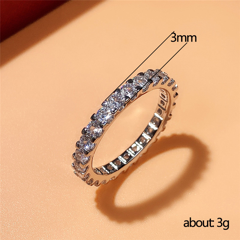 Classical 18K Real White Gold Plated Cubic Zirconia Rings for Women Dainty Diamond Stone Band Ring Bling AAA CZ Crystal Ring Wedding Jewelry Gift Acce